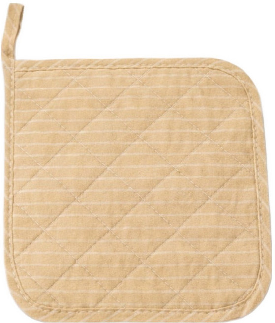 부엌다옴 스트라이프 면 냄비받침, 베이지, 1개