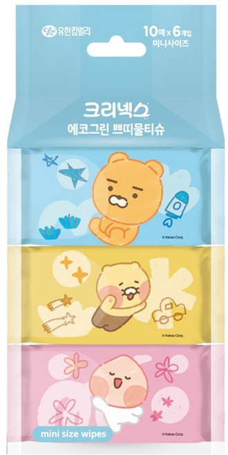 크리넥스 에코그린 쁘띠 물티슈, 50g, 10매, 6팩