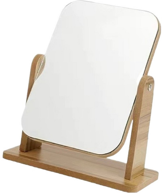 LYRIS 회전 탁상 화장대 거울 소형, 우드