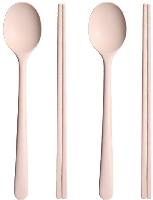 라임올리브 실리콘 2인용 수저세트 SL084, 핑크, 1세트, 숟가락 2p + 젓가락 2p