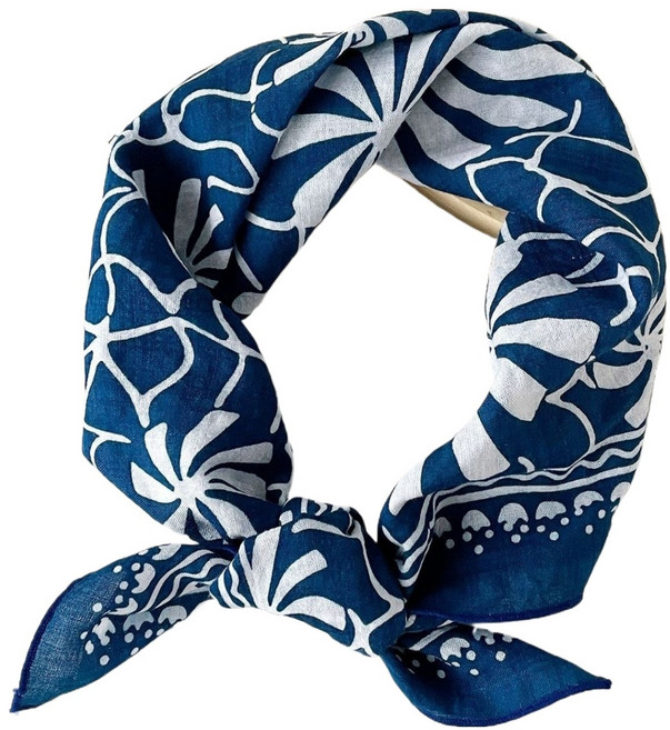 여성용 영 등산 페이즐리 스카프, 블루 앤 화이트 플라워, 1개