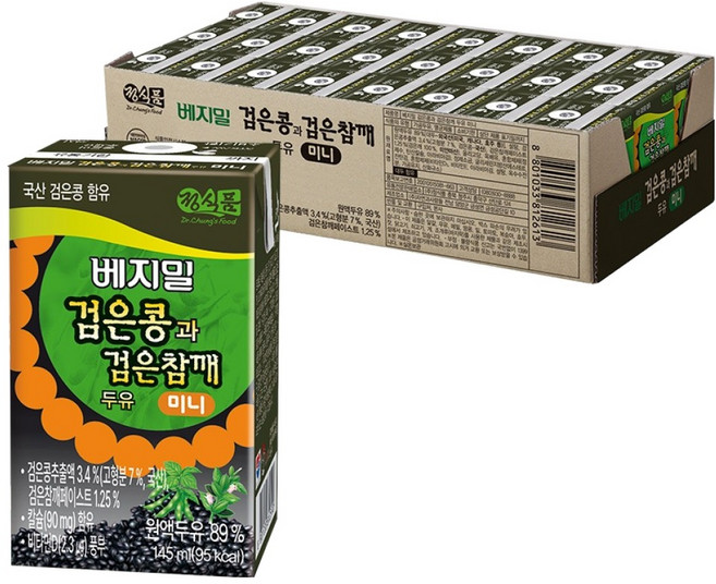 베지밀 검은콩과 검은 참깨 두유 미니, 24개, 145ml
