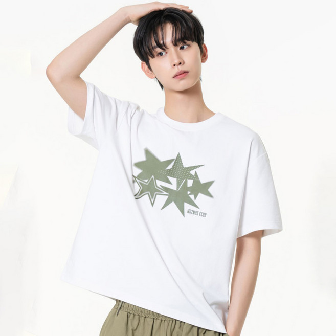 모즈모즈 남녀공용 파이브스타 쿨링 기능성 크롭 반팔 티셔츠