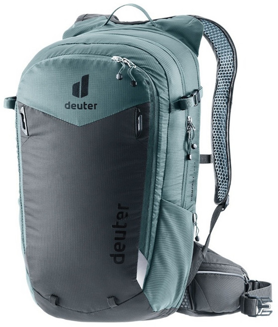 deuter Compact自行車背包 14+3L 3206125, 黑色 + 水藍色, 1個