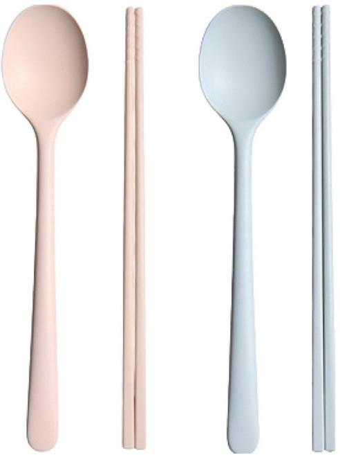 라임올리브 실리콘 수저 2인용 세트 SL084, 핑크, 그레이, 1세트, 스푼 2종 + 젓가락 2종