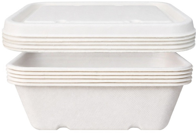 블룸엣홈 펄프 도시락 종이용기 직사각형 750ml + 뚜껑 세트, 20세트