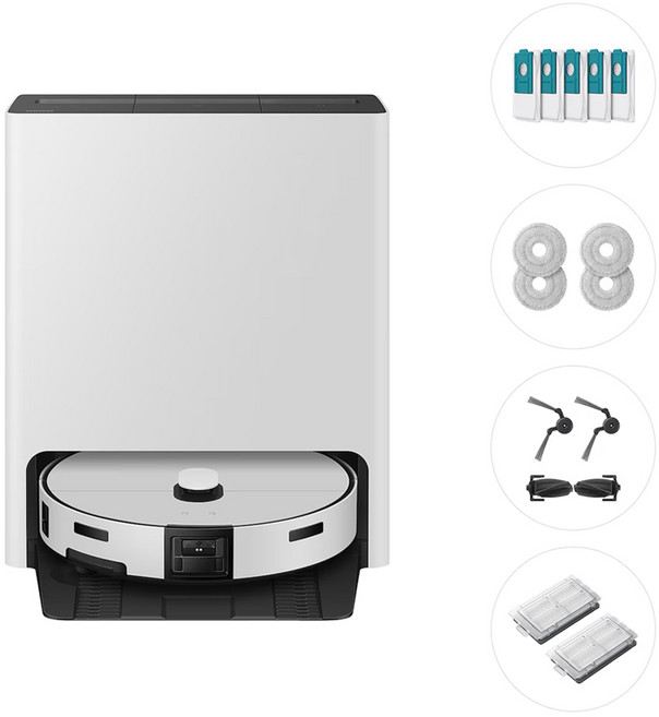 삼성전자 Bespoke AI 스팀 플러스 로봇청소기 + 먼지봉투 + 다회용포 + 브러시 키트 + 모터필터 세트 방문설치, 새틴 그레이지, VR80F01ADG98A