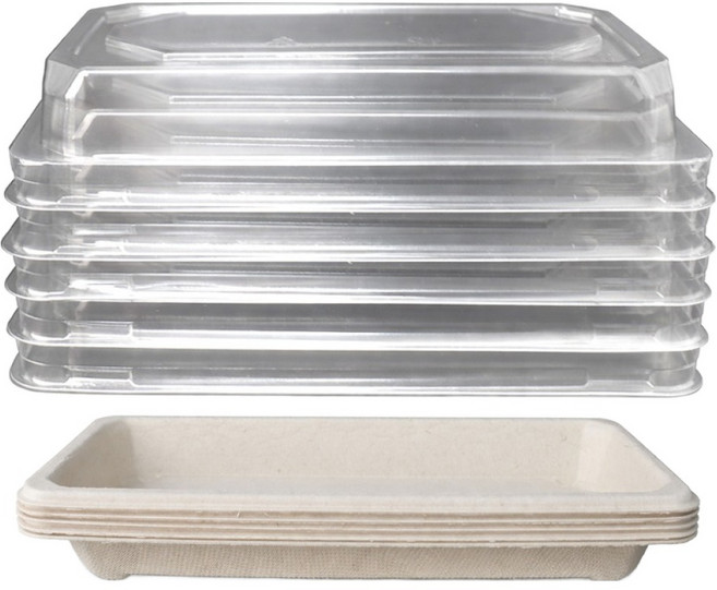 블룸엣홈 크라프트 종이용기 사각트레이 + 뚜껑 세트 4호, 25세트