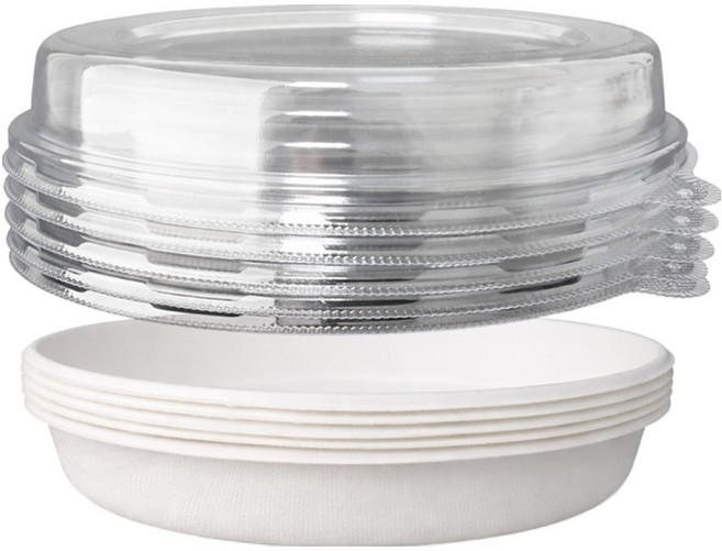 블룸엣홈 펄프 도시락 종이용기 타원형 + 뚜껑 세트 소형, 15세트