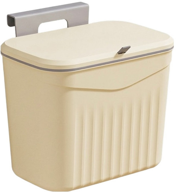 예스원 깔끔 주방 걸이형 휴지통, 크림 M