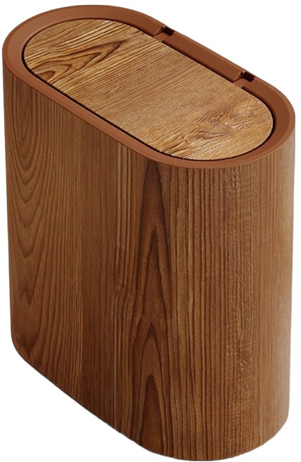 예스원 모던 그래픽 슬림 인테리어 휴지통, 우드그레인