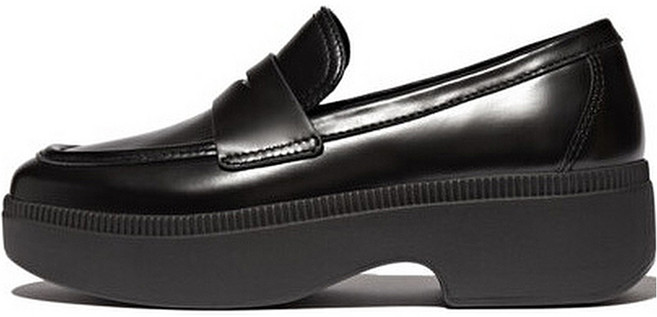 fitflop 女款 EfrumaBOX 皮革半楔形便士樂福鞋