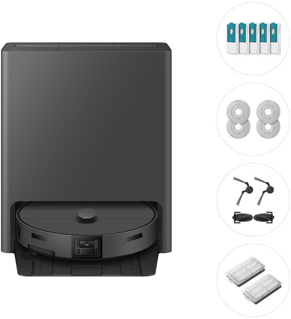 삼성전자 Bespoke AI 스팀 플러스 로봇청소기 + 먼지봉투 + 다회용포 + 브러시 키트 + 모터필터 세트 방문설치, 새틴 차콜, VR80F01ADH98A