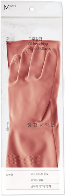 생활공작소 라텍스 고무장갑 일반형, 파스텔핑크, 중(M), 1개