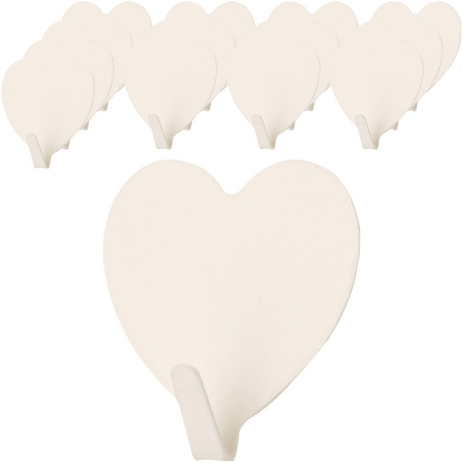 덴빌리어 예쁜 고리 하트 접착 후크 4 x 4 cm, 화이트, 14개