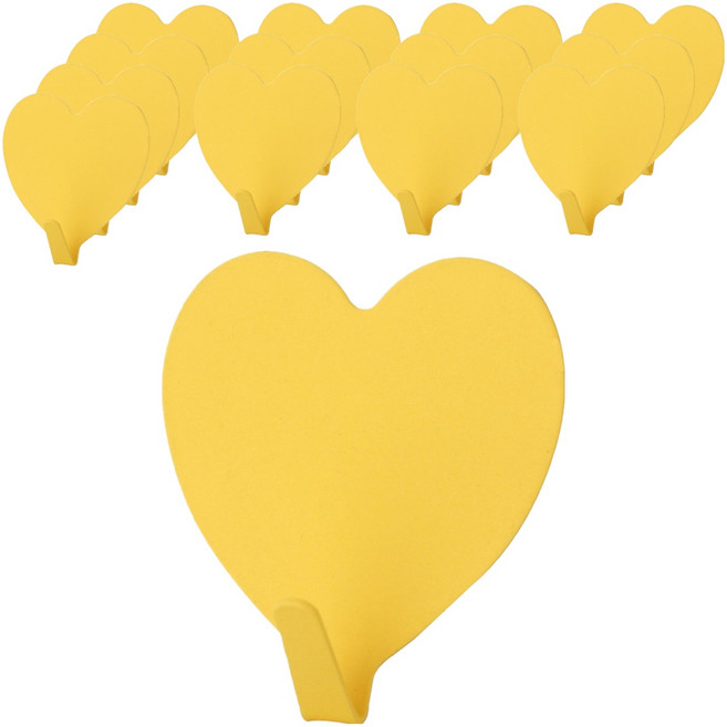 덴빌리어 예쁜 고리 하트 접착 후크 4 x 4 cm, 옐로우, 14개