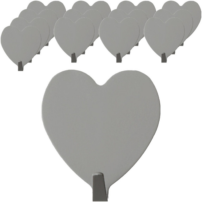 덴빌리어 예쁜 고리 하트 접착 후크 4 x 4 cm, 그레이, 14개