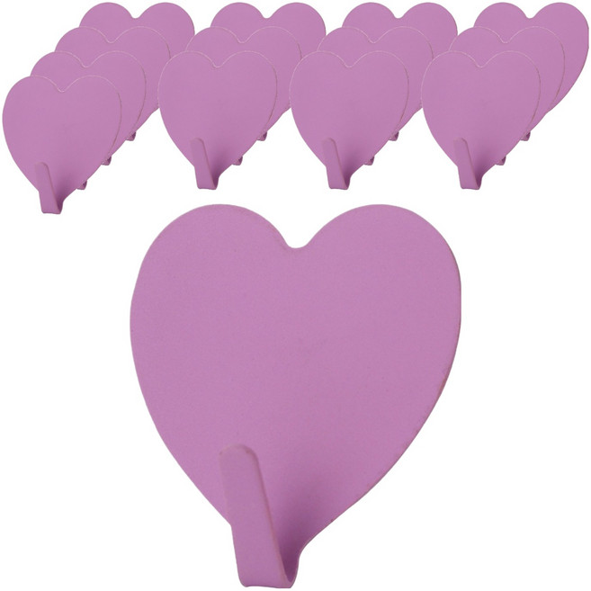덴빌리어 예쁜 고리 하트 접착 후크 4 x 4 cm, 퍼플, 14개