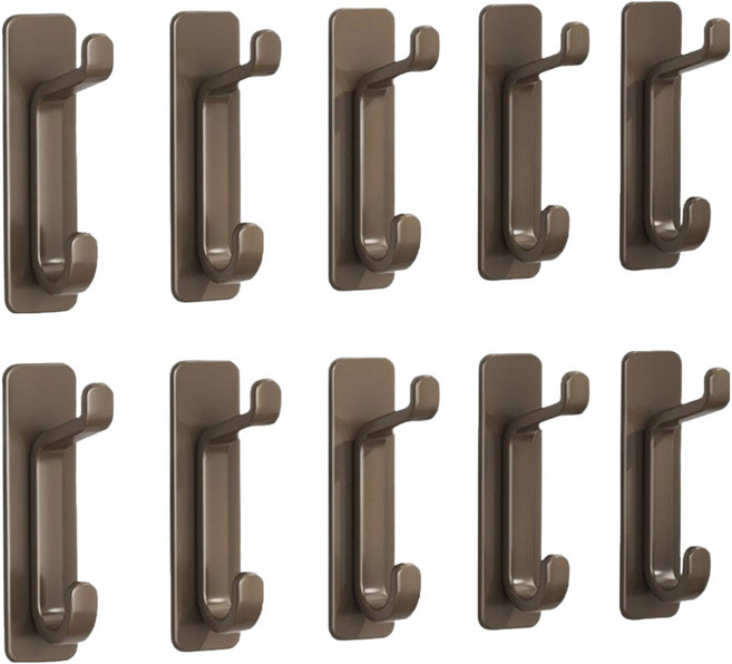 덴빌리어간편하고 실용적인 접착 후크 사각 3 x 8.5 x 3.5 cm, 브라운, 10개