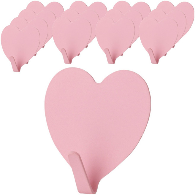 덴빌리어 예쁜 고리 하트 접착 후크 4 x 4 cm, 라이트 핑크, 14개