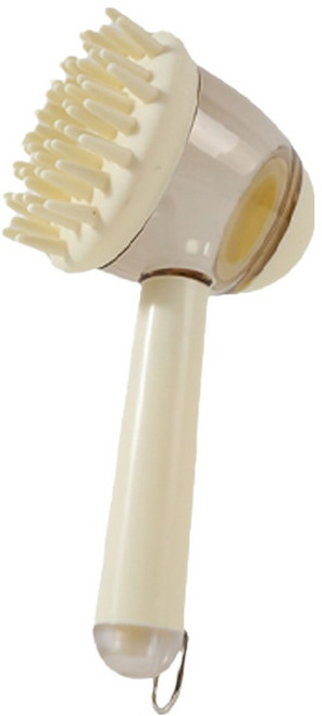 멍스터즈 반려동물 마사지 브러시 실리콘 샤워헤드 18cm, 베이지, 1개