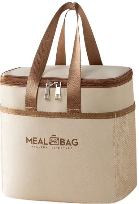 소루엔 대용량 보온보냉 도시락 가방, 베이지, 1개