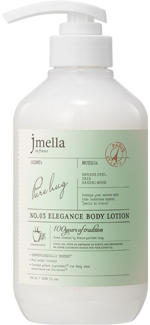 제이멜라 인 프랑스 엘레강스 바디 로션 퓨어 허그, 1개, 500ml