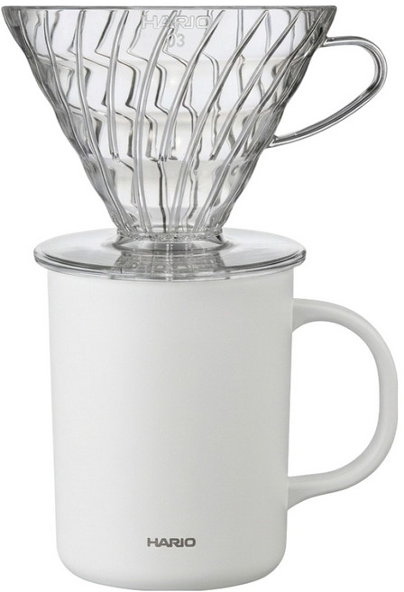 하리오 드리퍼 VDR-03-T + 머그컵 W CMG-470 세트, 1세트, 드리퍼 + 머그컵, 470ml