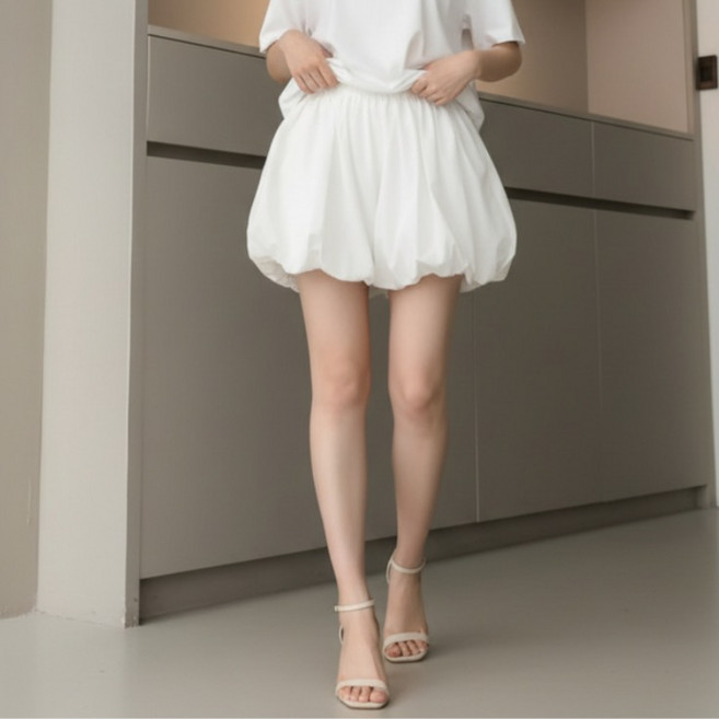 구디프 여성용 벌룬 하이웨스트 밴딩 여름 A라인 큐롯 스커트팬츠