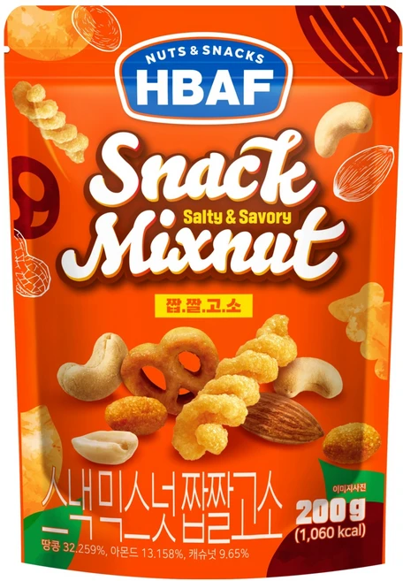 바프 스낵믹스넛 짭짤고소, 200g, 1개 - 쿠팡