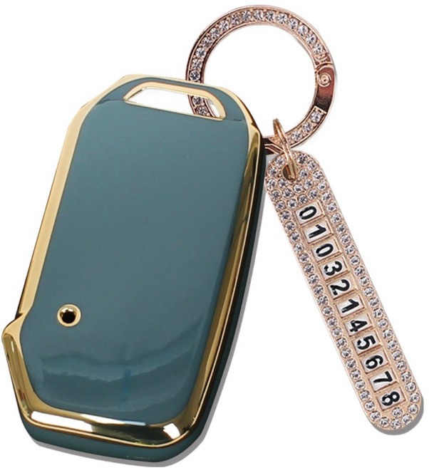 지엠지모터스 TPU 스마트키 케이스 + 전화번호 키링 세트, 그레이블루, 기아-AK-04(4버튼)