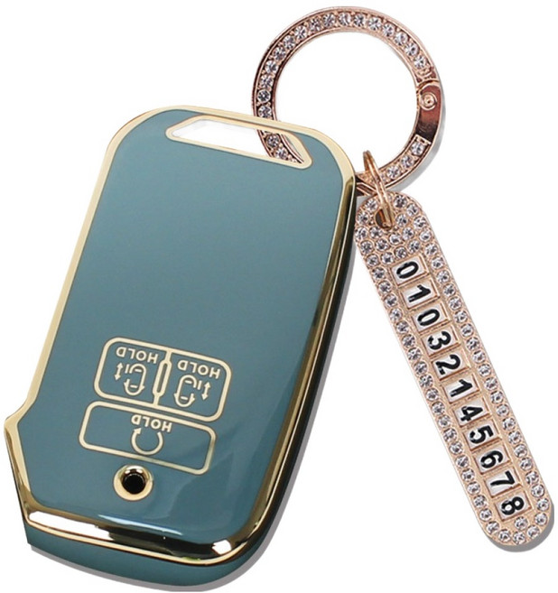 지엠지모터스 TPU 스마트키 케이스 + 전화번호 키링 세트, 그레이블루, 기아-AK-08(7버튼)