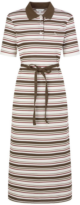 헤지스 여성용 카키 스트라이프 면혼방 반팔원피스