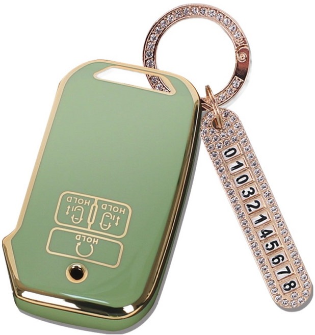 지엠지모터스 TPU 스마트키 케이스 + 전화번호 키링 세트, 올리브그린, 기아-AK-08(7버튼)