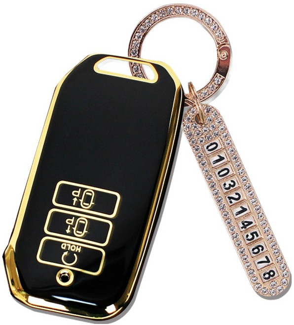 지엠지모터스 TPU 스마트키 케이스 + 전화번호 키링 세트, 모던블랙, 기아-AK-06(7버튼)