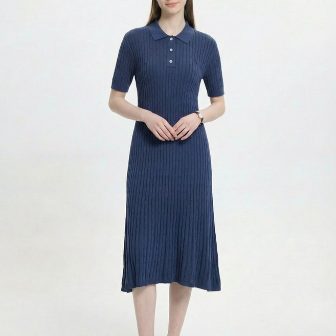 헤지스 여성용 가먼트 다잉 케이블 니트 원피스