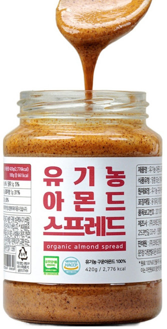 유가원 유기농 아몬드 스프레드, 420g, 1개