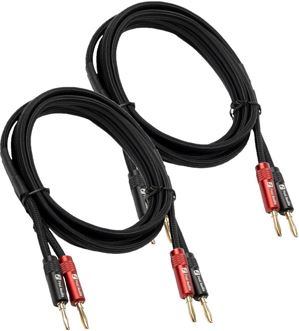 포시오디오 14AWG 무산소동 CNC가공 플러그 하이파이 스피커 직조 케이블 0.3m, 블랙 + 오렌지, 2개, OFC Speaker Cables