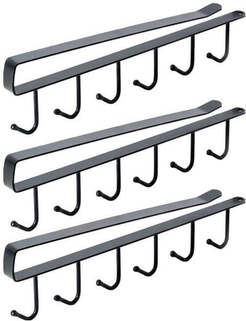 깨비다 무타공 클립형 조리도구걸이, 블랙, 3개