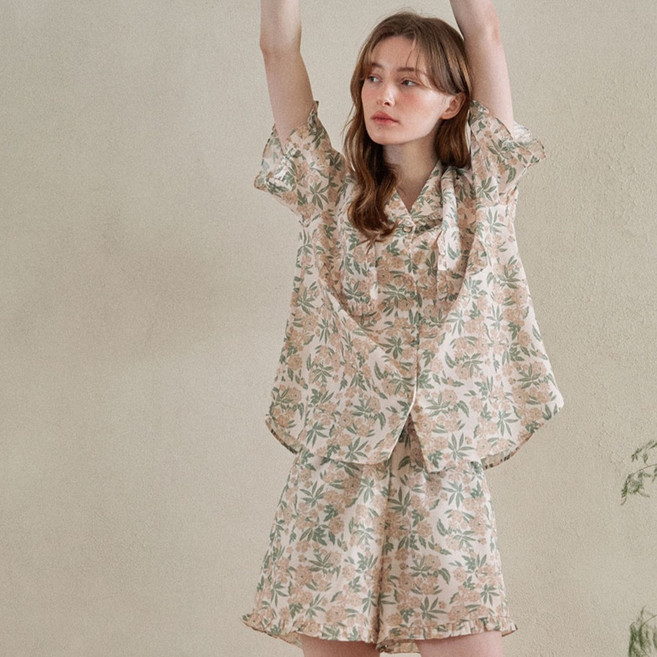 울랄라 여성용 베이직 벨리사 45수 반팔 잠옷 상하의 세트