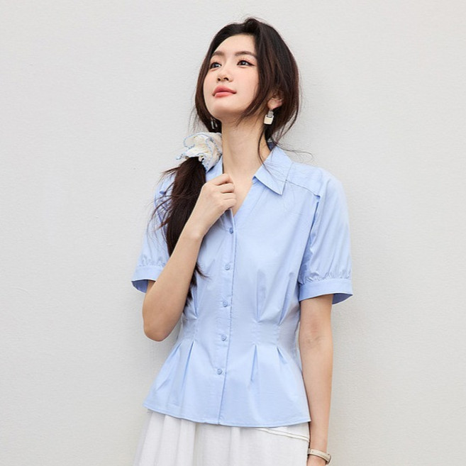 루나걸 여성용 제시카마 핀턱 웨이스트 셔츠 블라우스 L26SMBL031613