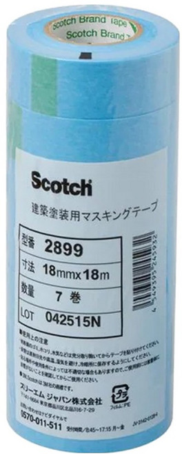 스카치 내열 와시 마스킹 테이프 블루 18mm x 18m 7p, 1개