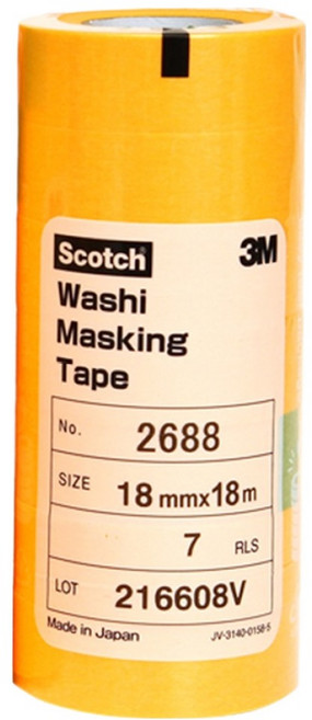 스카치 내열 와시 마스킹 테이프 옐로우 18mm x 18m 7p, 1개