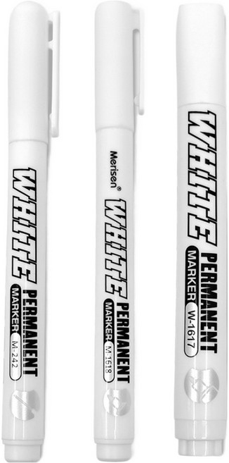 메리센 3in1 유성 아크릴 마카펜 화이트 3종 세트, 1세트, 1색
