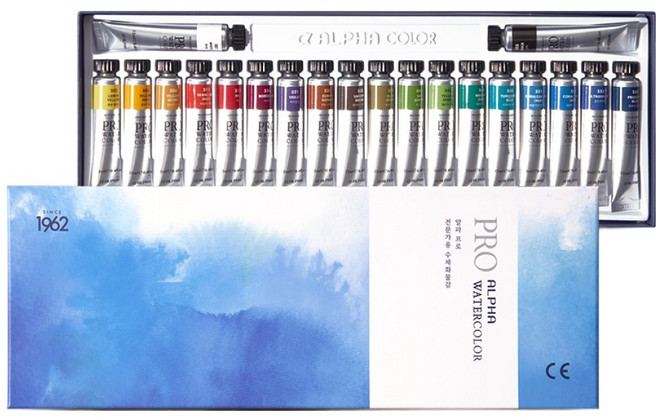알파색채 전문가용 수채화 물감, 12ml, 20색