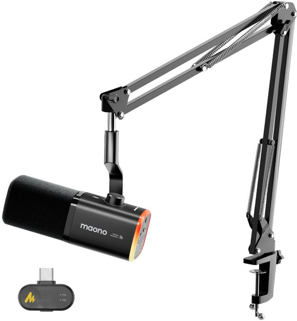 마오노 무선 USB 다이나믹 마이크 붐암 스탠드, 블랙