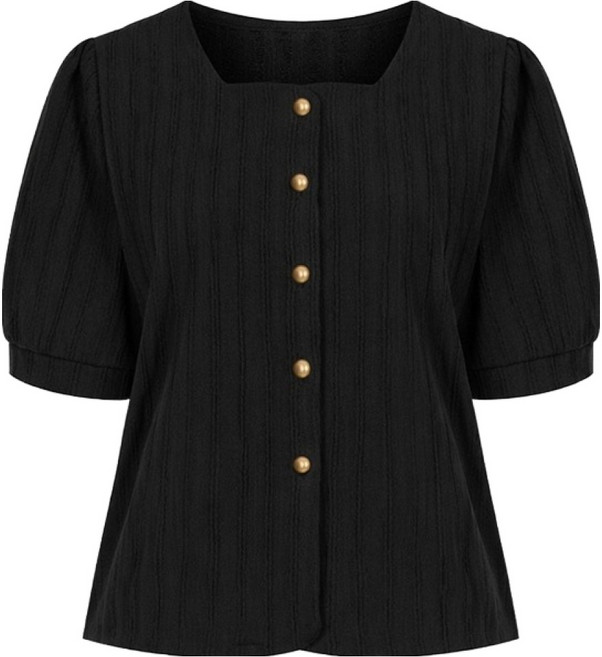 샐리 여성용 골드 버튼 퍼프 반팔 자켓 I6B-CJK001