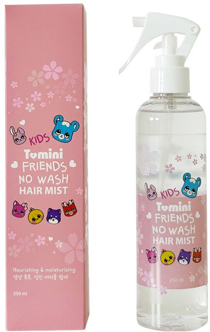 투미니 어린이 스타일링 빗질 프렌즈 노워시 헤어 미스트, 1개, 250ml