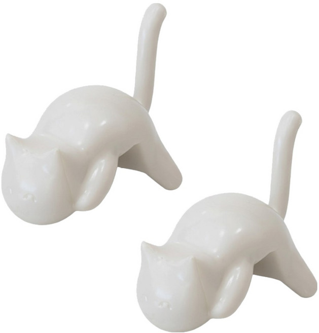 모나코올리브 고양이 다용도 후크 걸이, 2개, 화이트