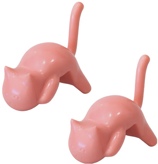 모나코올리브 고양이 다용도 후크 걸이, 2개, 핑크